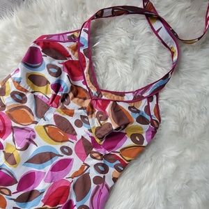 Boden size 8 halter sundress leaf pattern dress